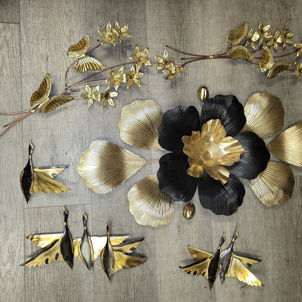 Elegant Gold and Black Floral Wall Art